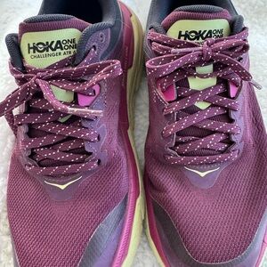 Hoka One One Women's Plum and Lime Athletic Shoes
